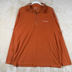 Columbia Fleece Pullover Orange Quarter Zip Long Sleeve Men's Size L